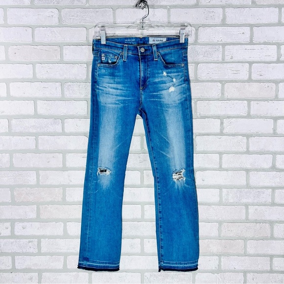 AG The Jodie High Rise Slim Flare Distressed Crop Jeans Size 26 - Picture 3 of 8